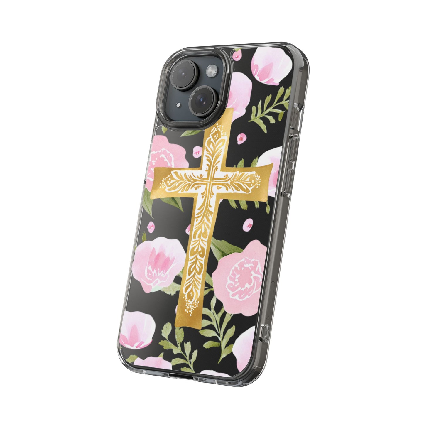 Gold Cross Clear Phone Case
