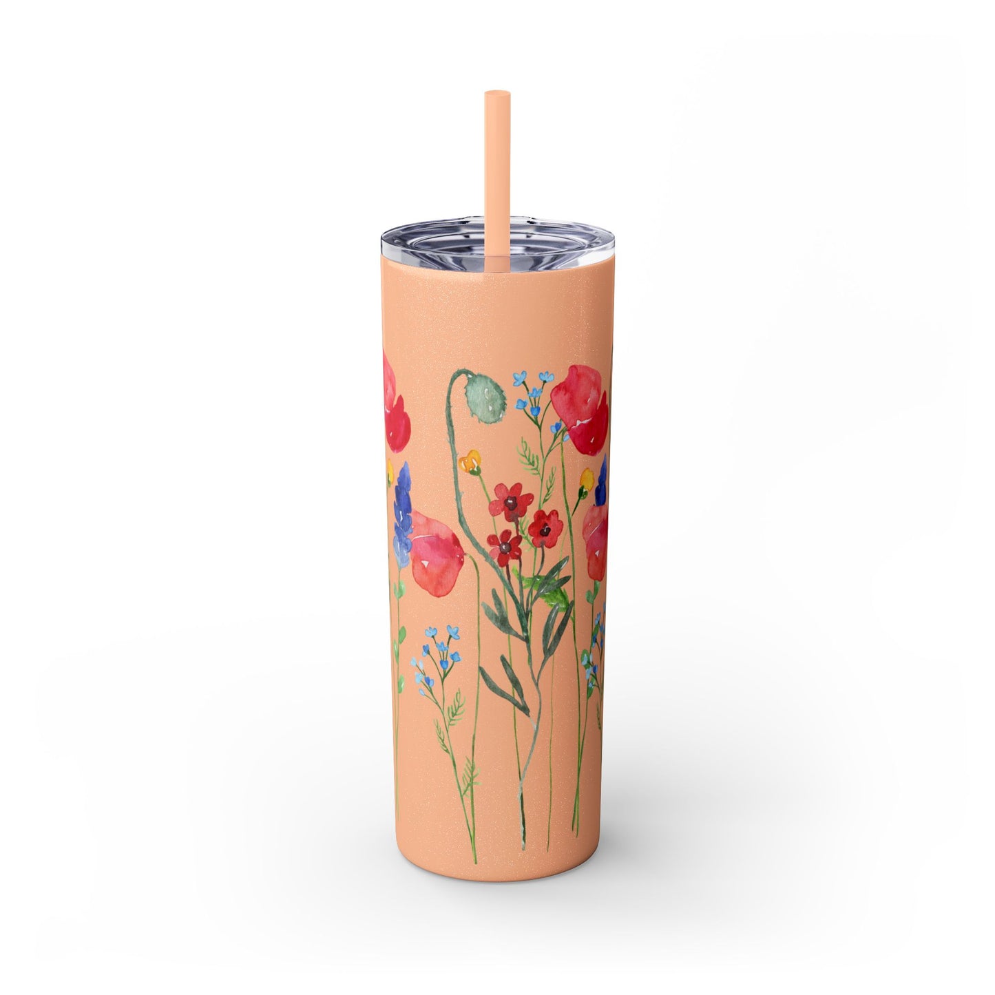 Wildflower Skinny Tumbler with Straw, 20oz