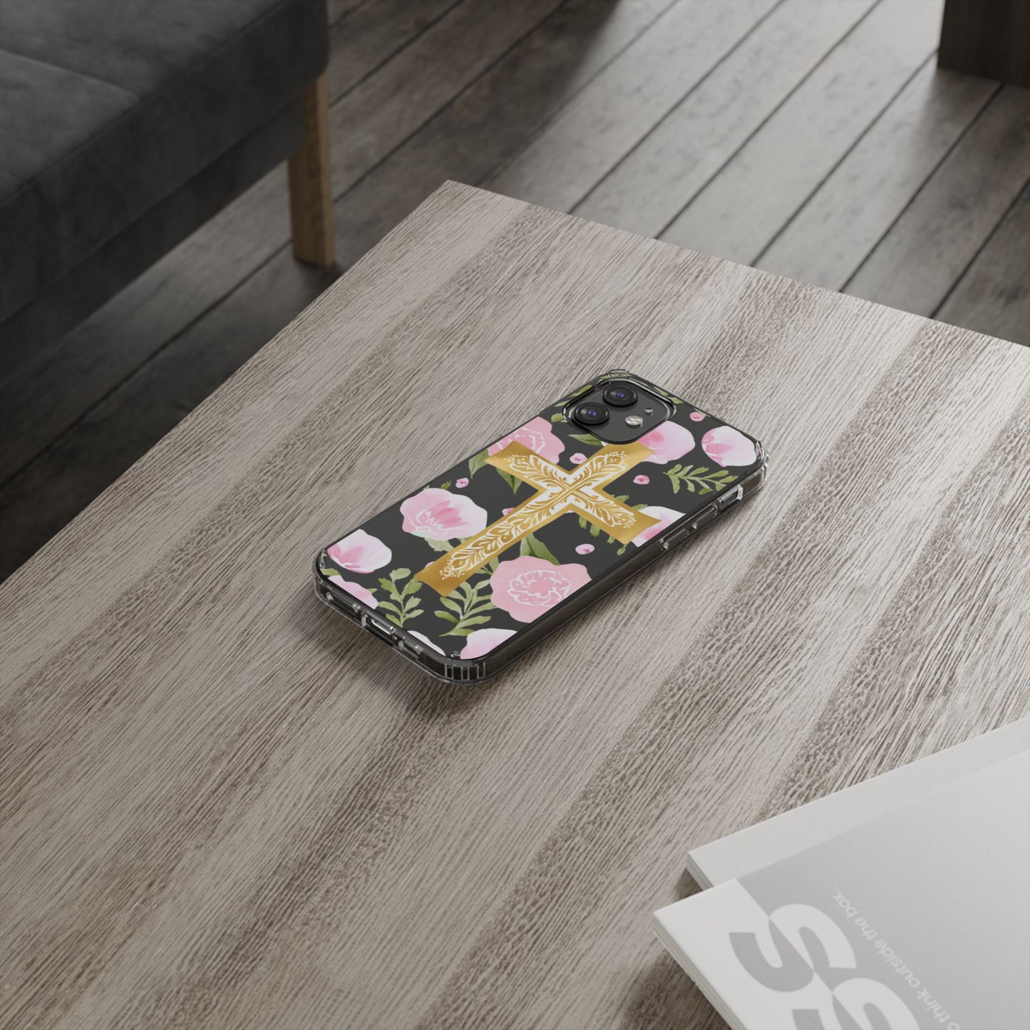 Gold Cross Clear Phone Case