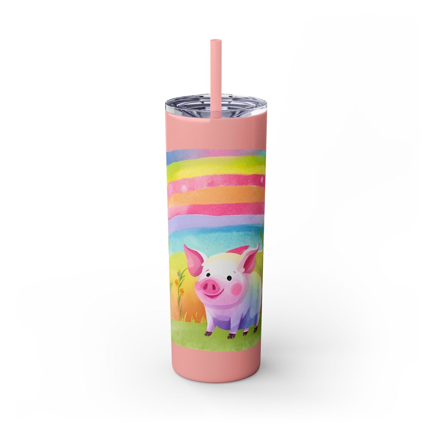 Rainbow Pig Tumbler with Straw, 20oz