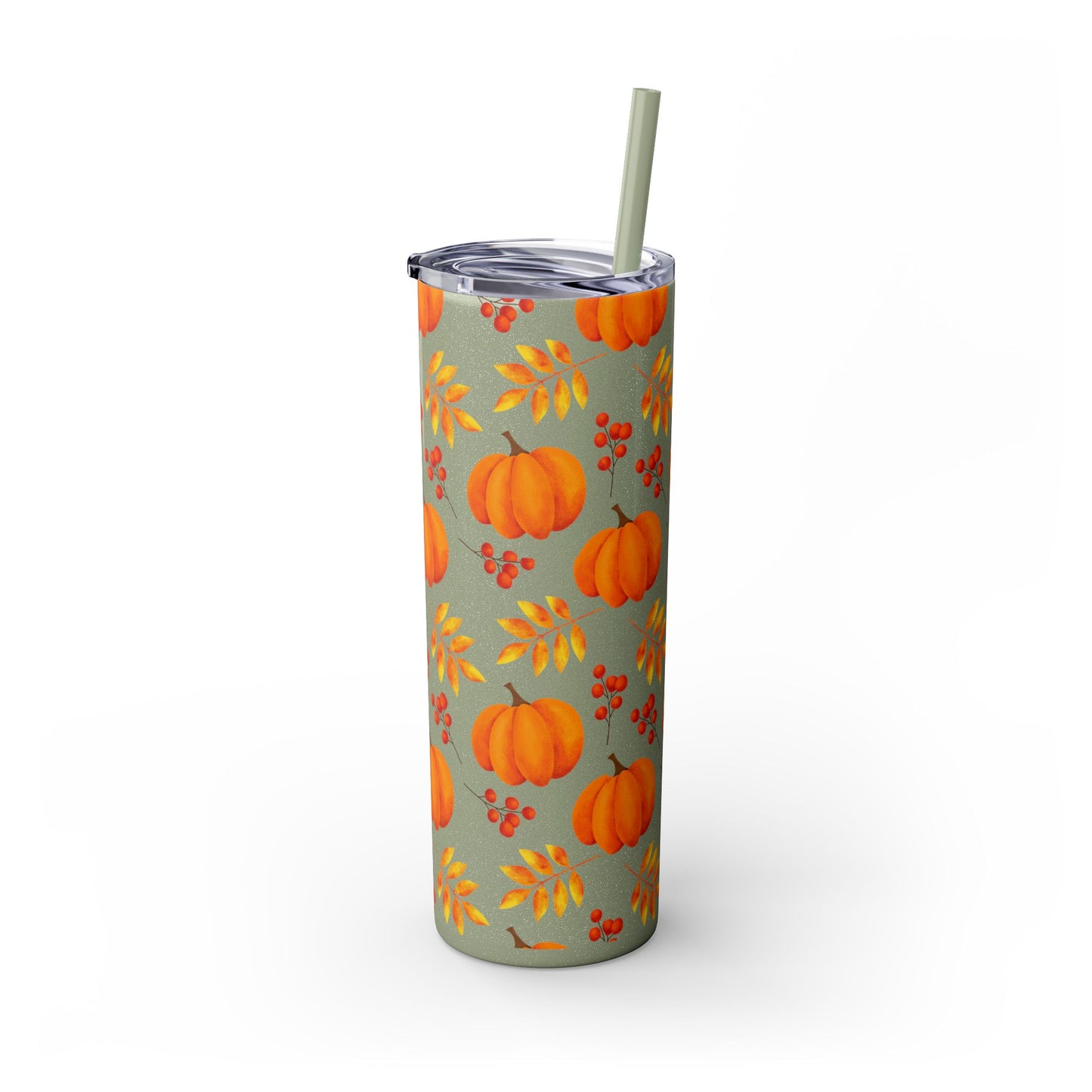 Pumpkin Skinny Tumbler with Straw, 20oz