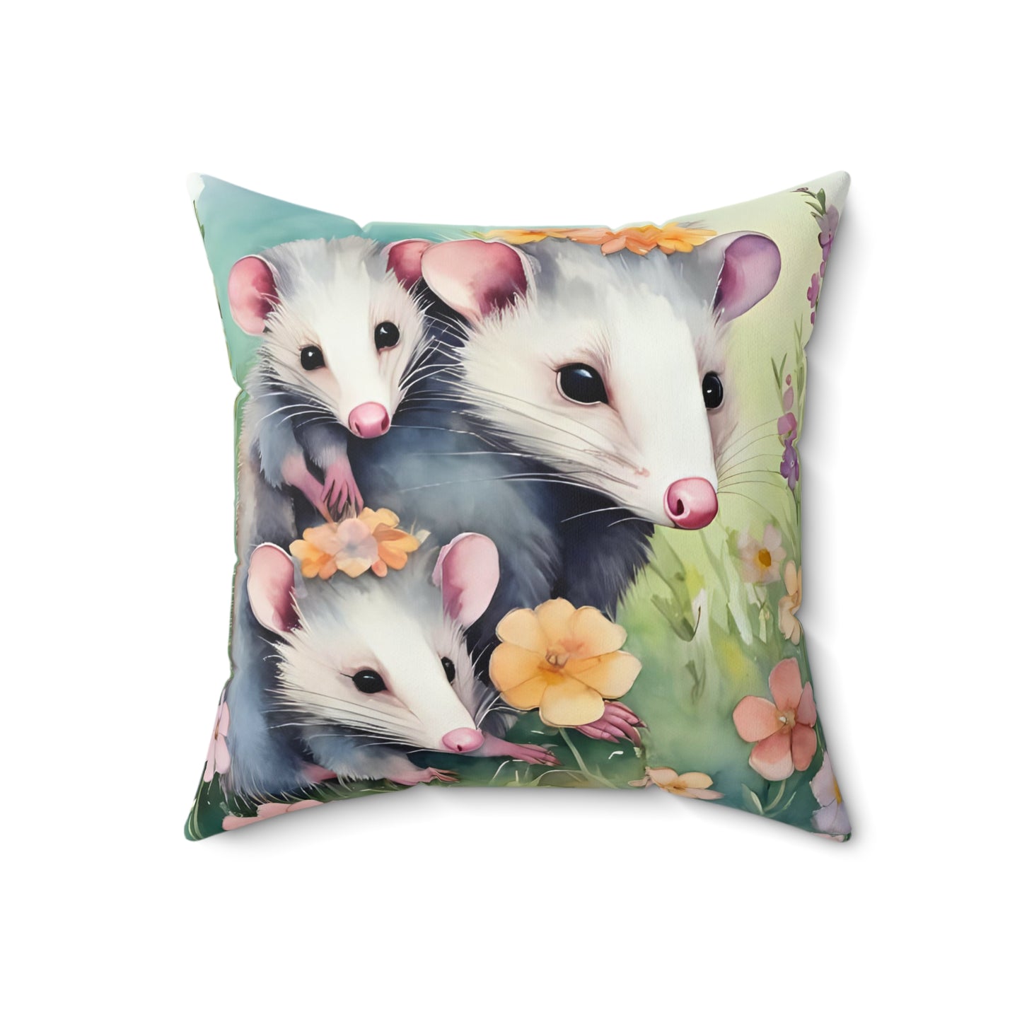 Opossum Family Pillow