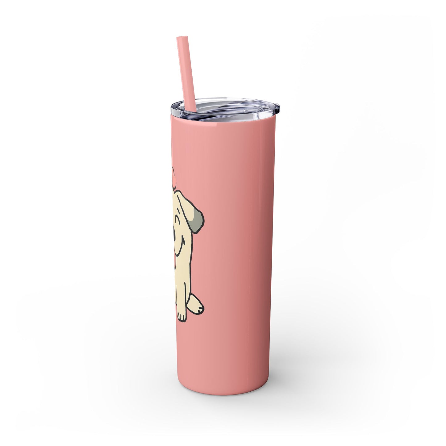 Happy Love Puppy Dog Skinny Tumbler with Straw, 20oz