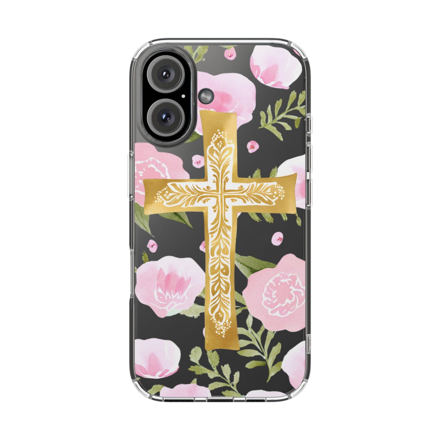 Gold Cross Clear Phone Case