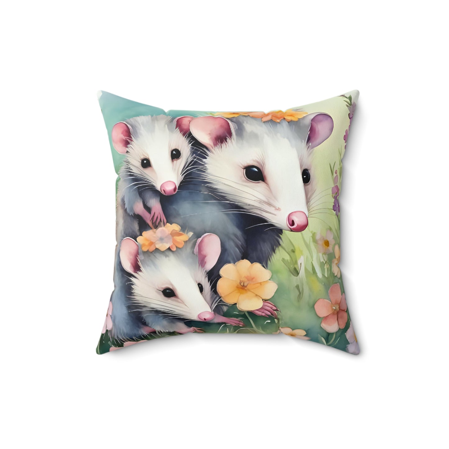 Opossum Family Pillow