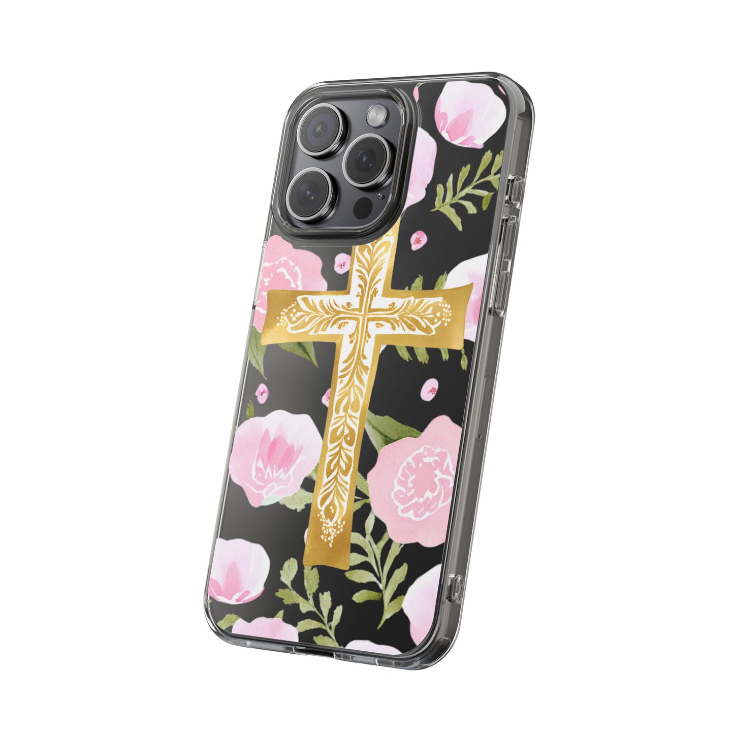 Gold Cross Clear Phone Case
