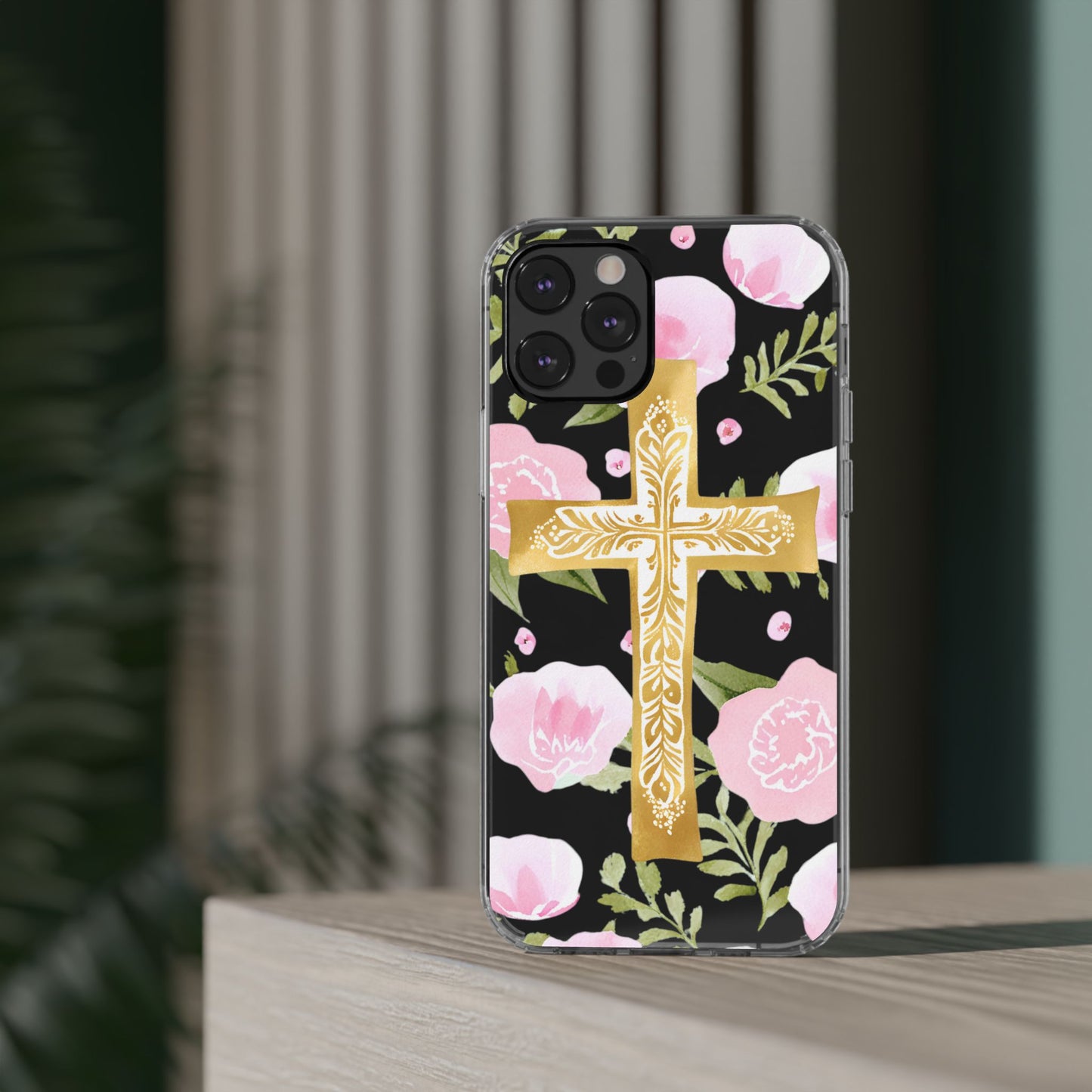 Gold Cross Clear Phone Case