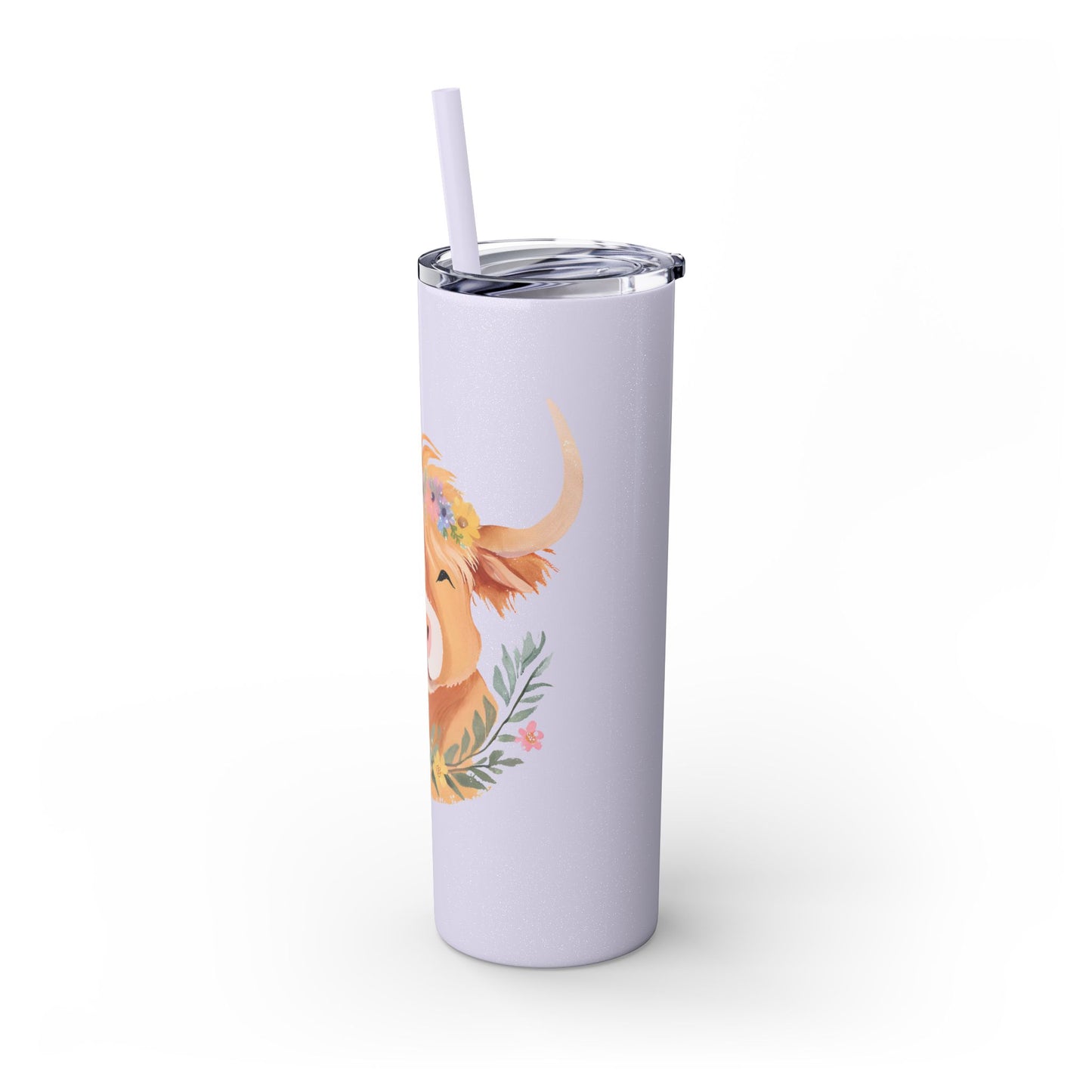 Highland Cow Skinny Tumbler with Straw, 20oz