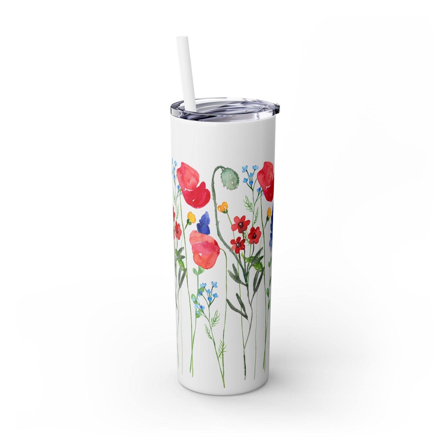 Wildflower Skinny Tumbler with Straw, 20oz