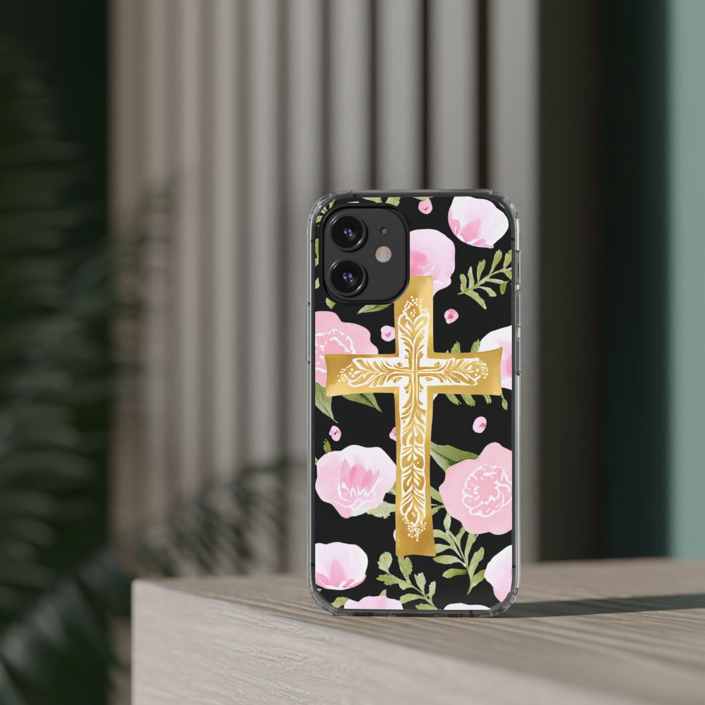 Gold Cross Clear Phone Case