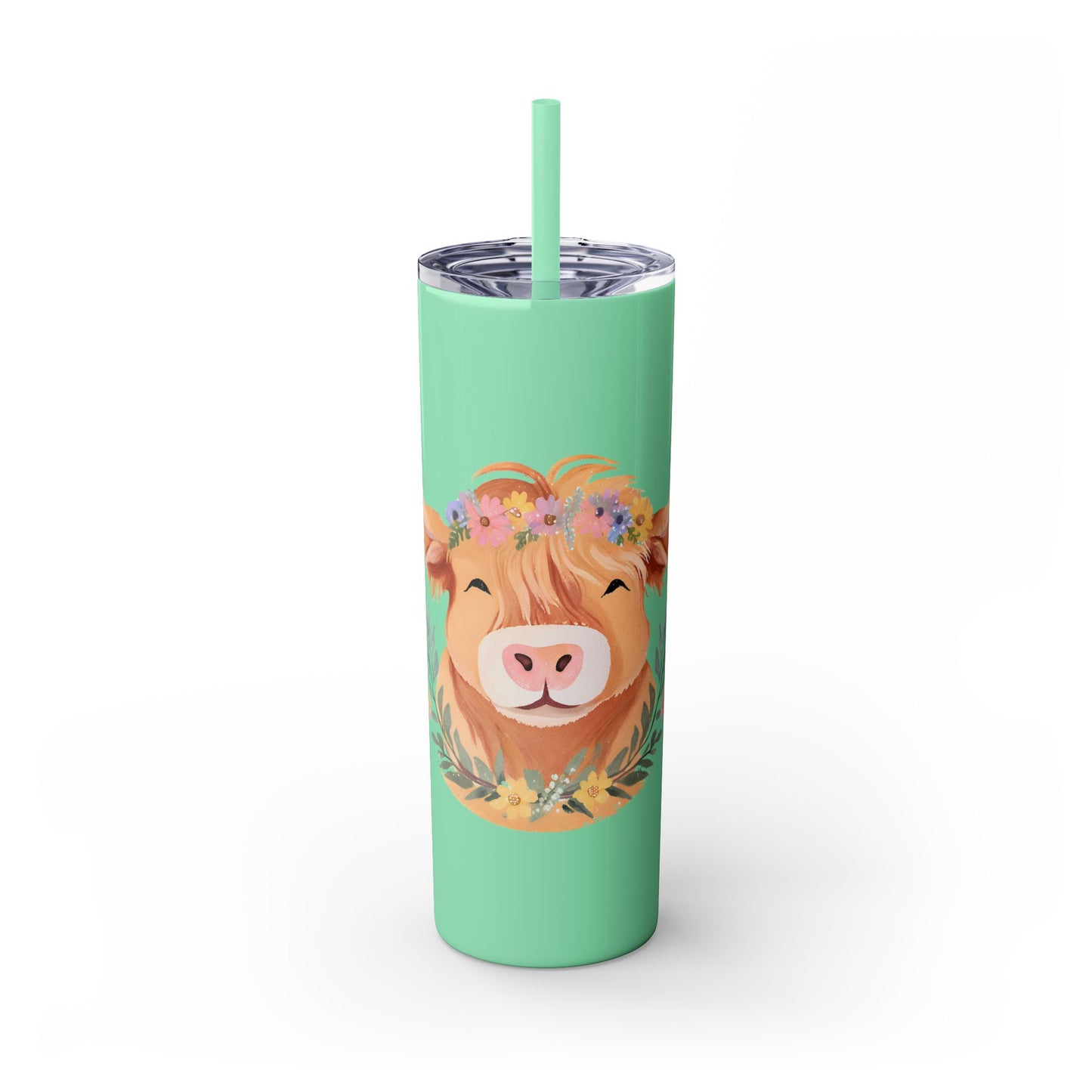Highland Cow Skinny Tumbler with Straw, 20oz