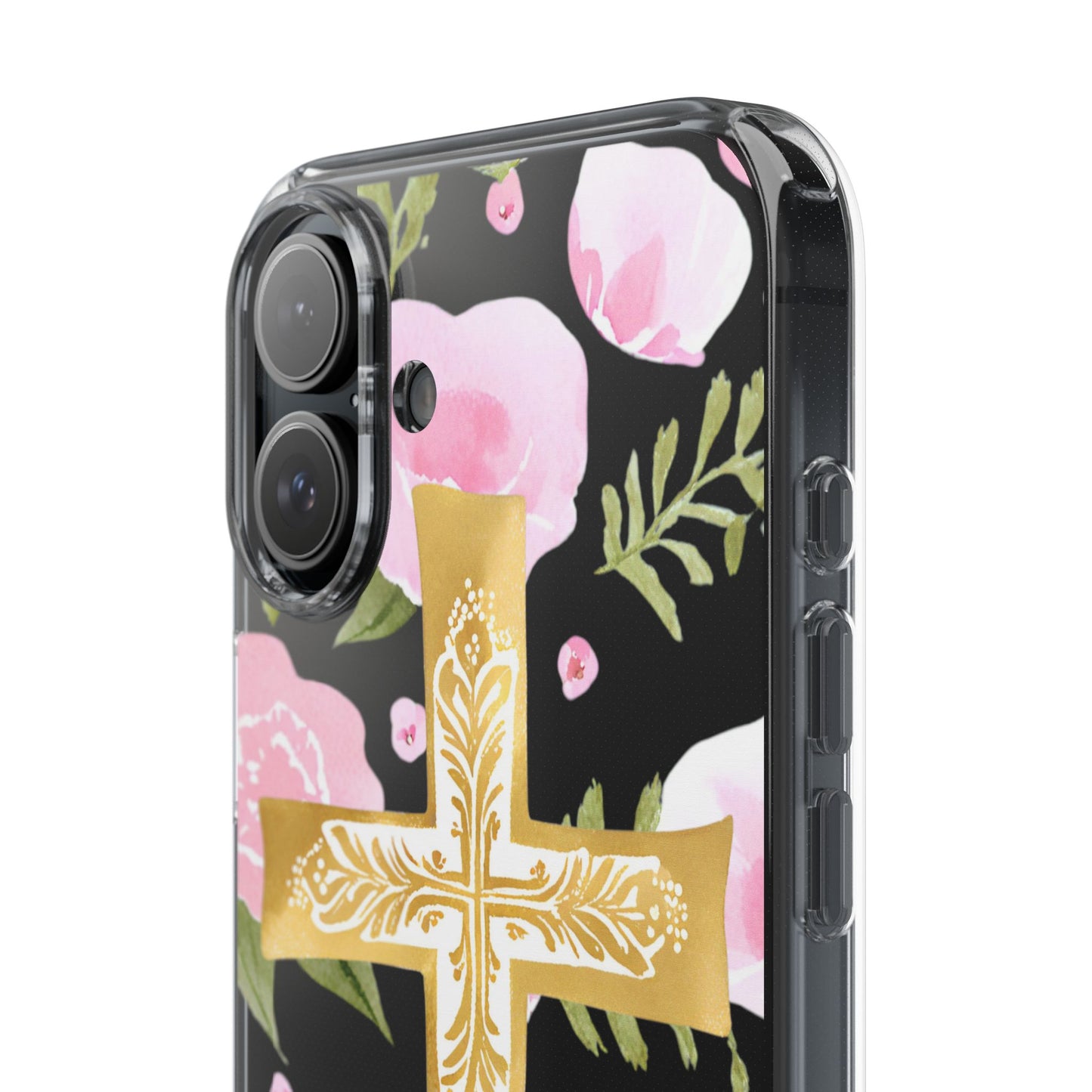Gold Cross Clear Phone Case