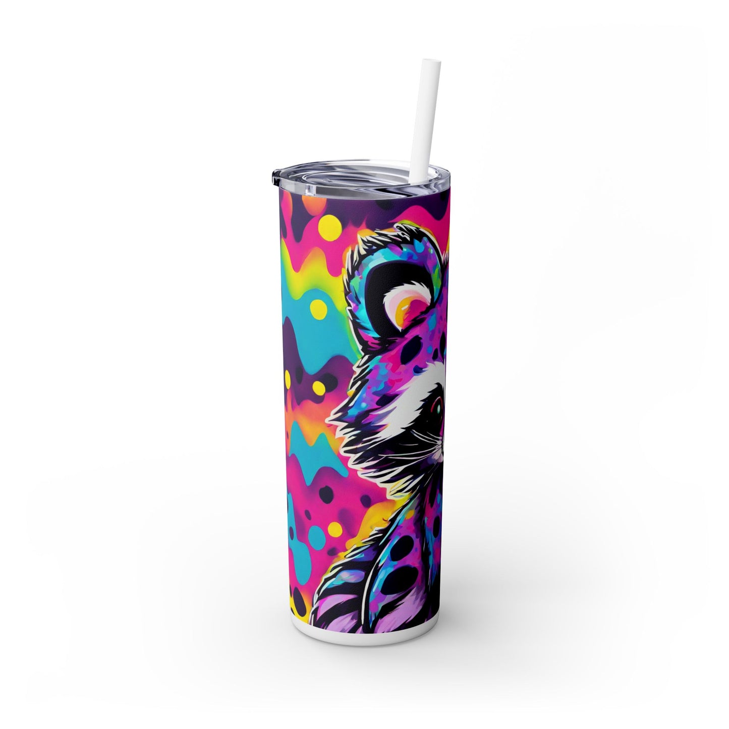 Raccoon Skinny Tumbler with Straw, 20oz