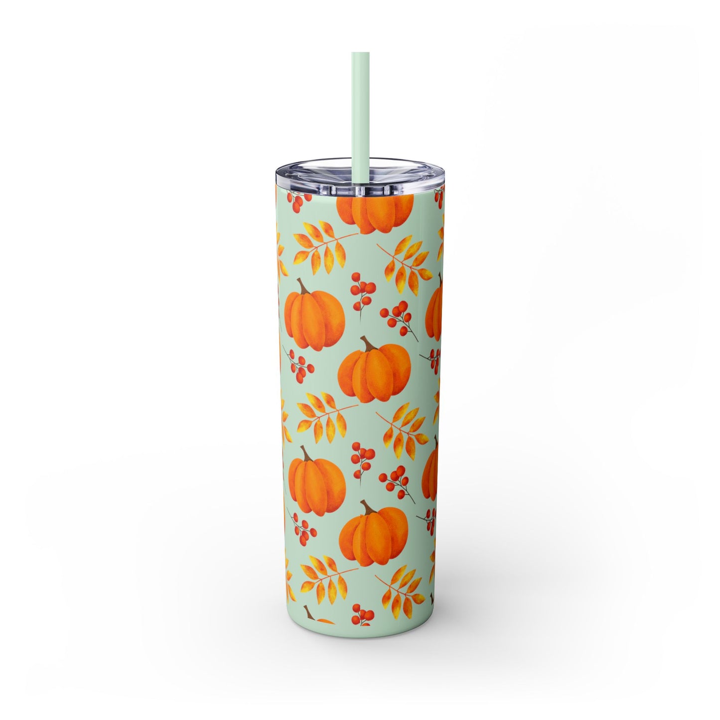 Pumpkin Skinny Tumbler with Straw, 20oz