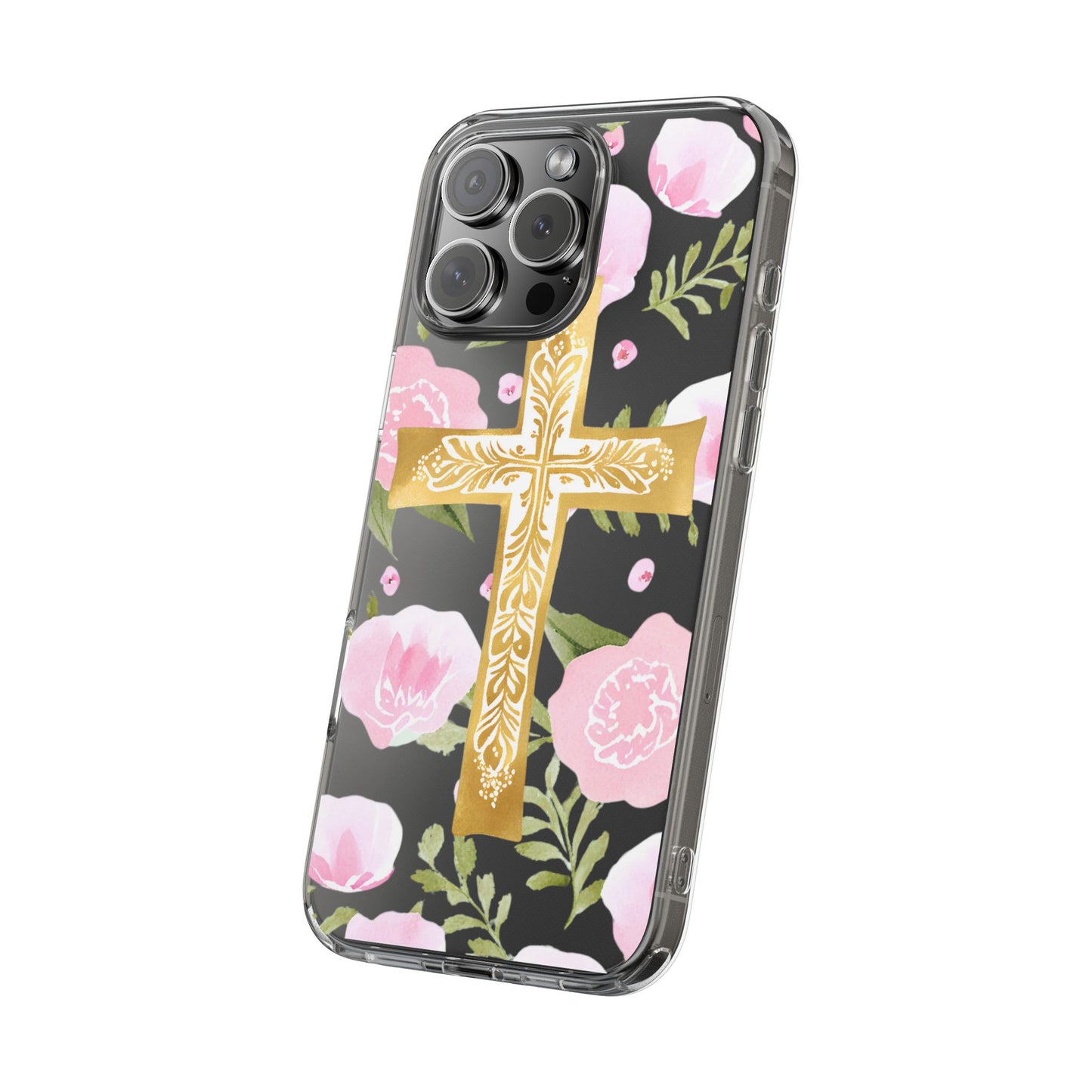Gold Cross Clear Phone Case
