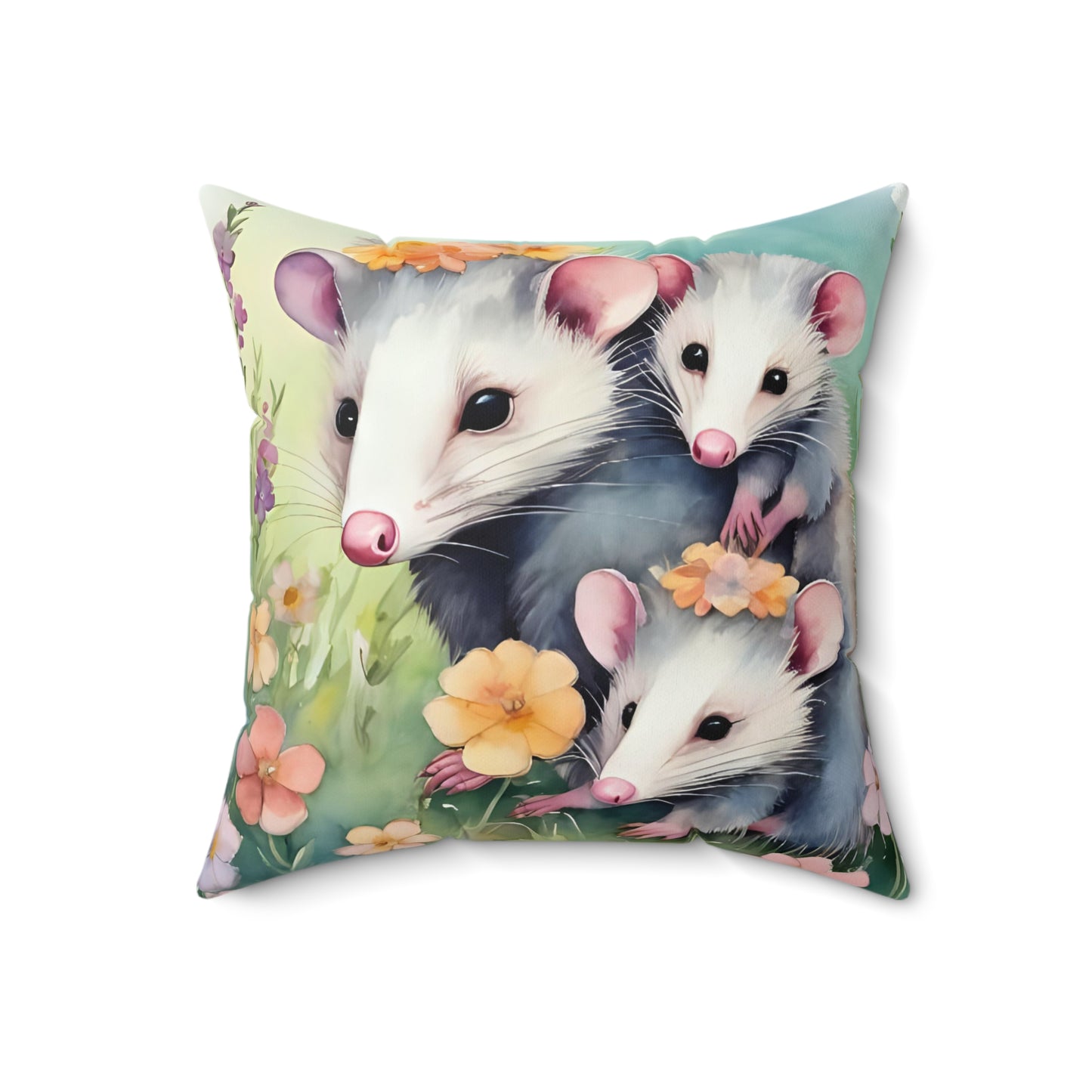 Opossum Family Pillow