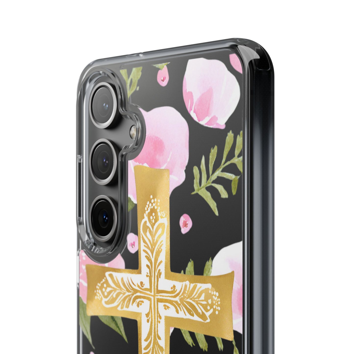 Gold Cross Clear Phone Case