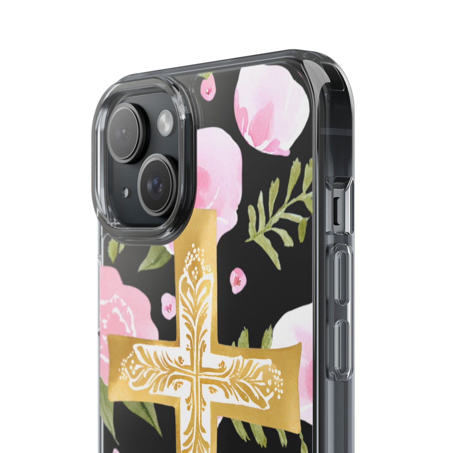 Gold Cross Clear Phone Case