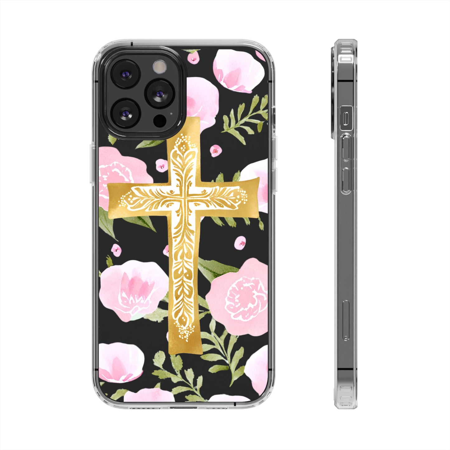 Gold Cross Clear Phone Case