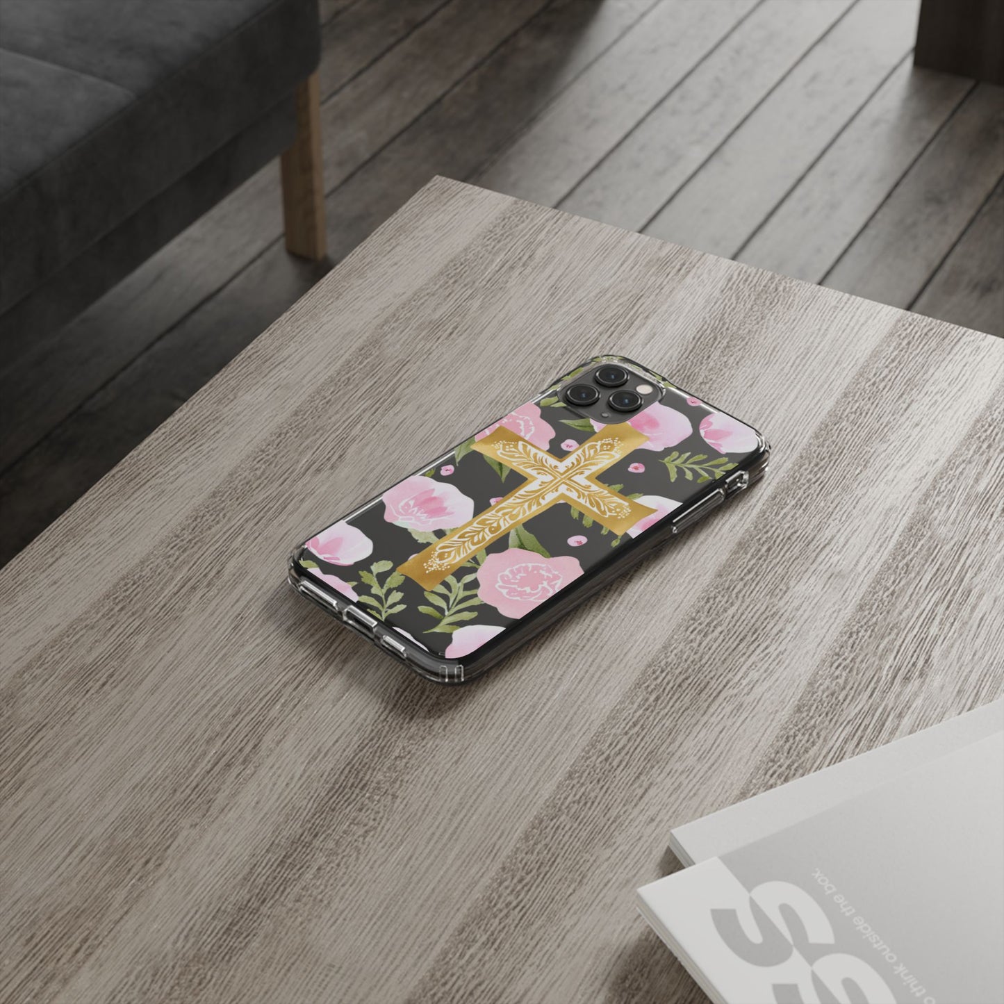 Gold Cross Clear Phone Case