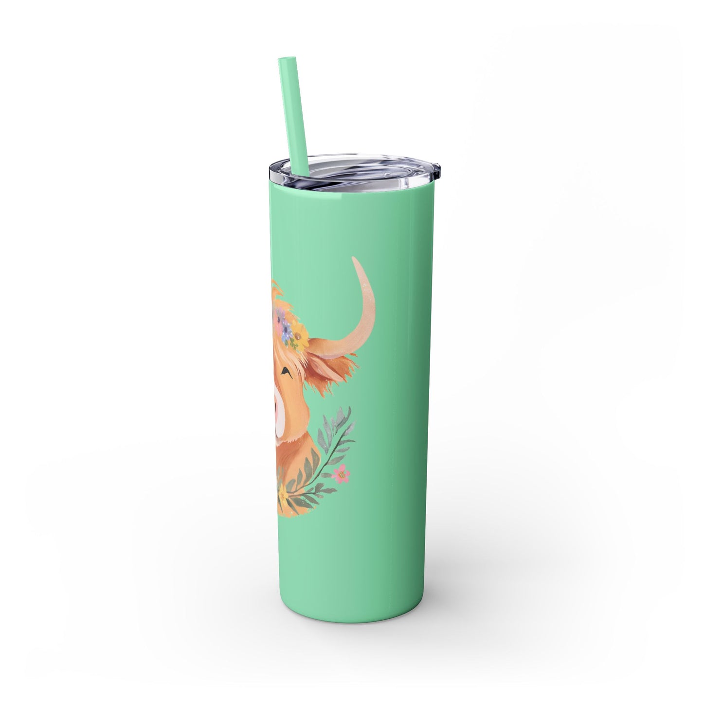 Highland Cow Skinny Tumbler with Straw, 20oz
