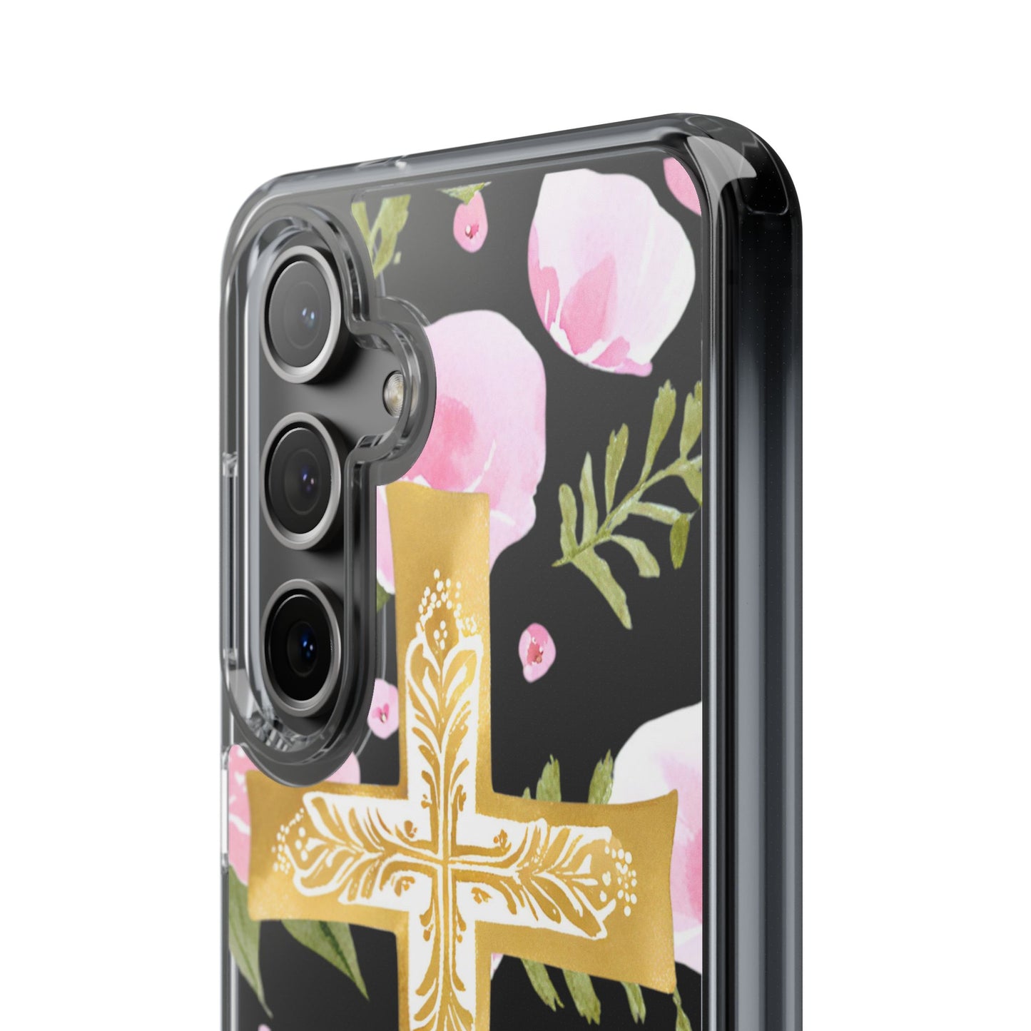 Gold Cross Clear Phone Case
