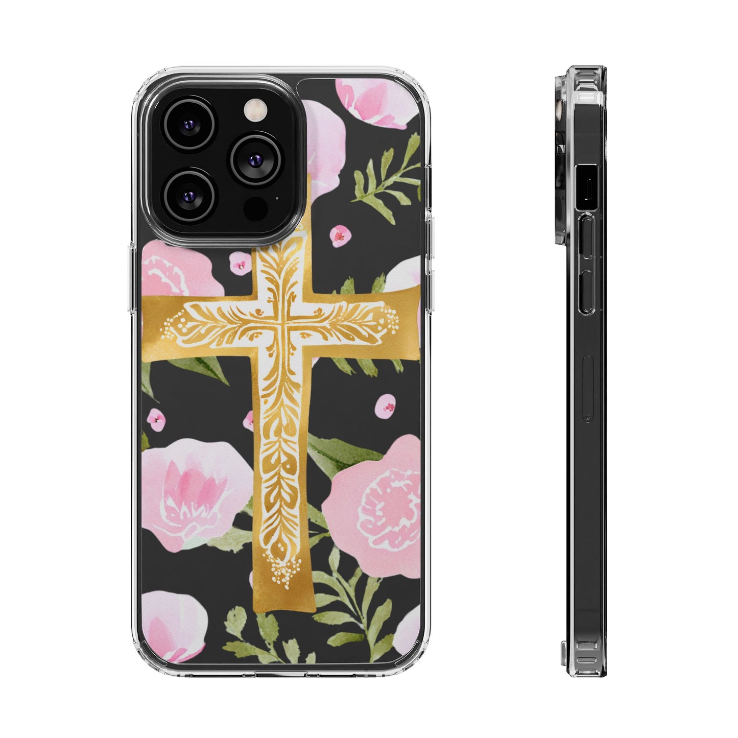 Gold Cross Clear Phone Case