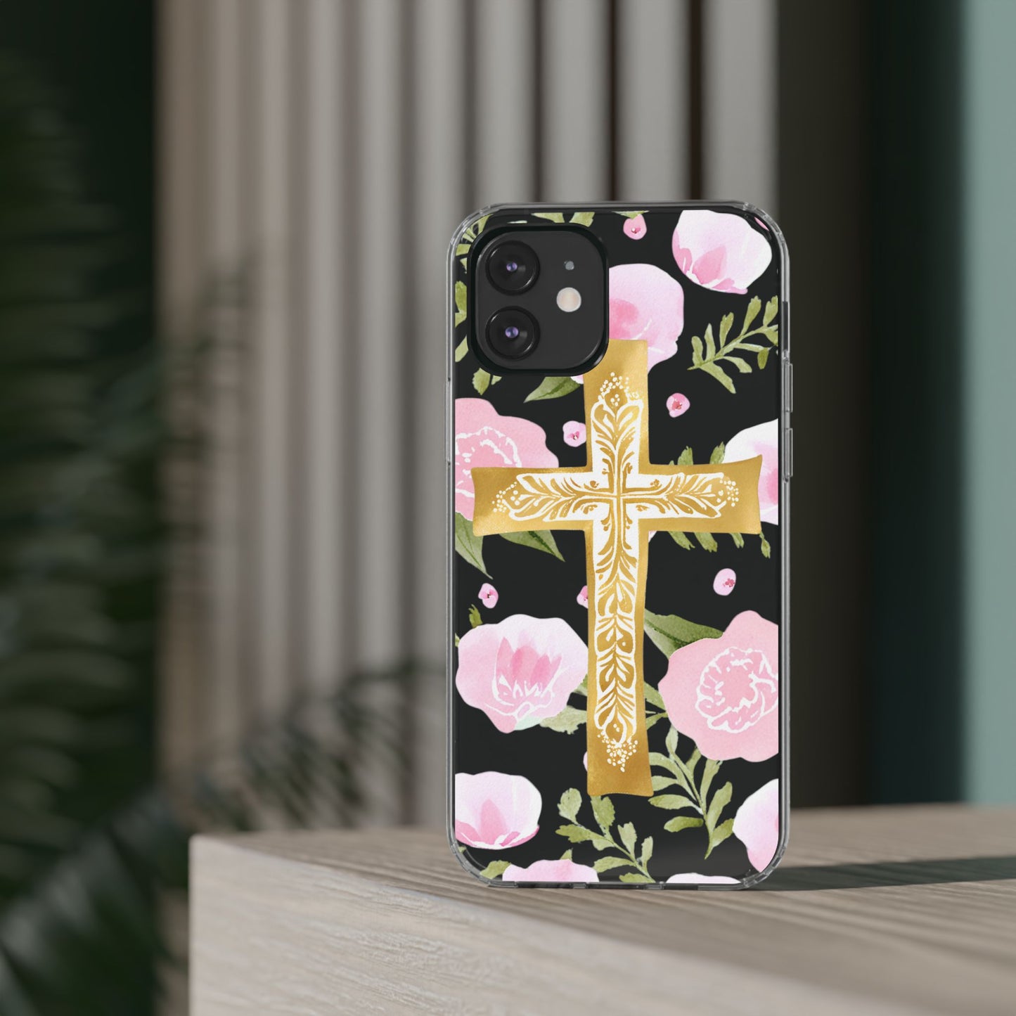 Gold Cross Clear Phone Case
