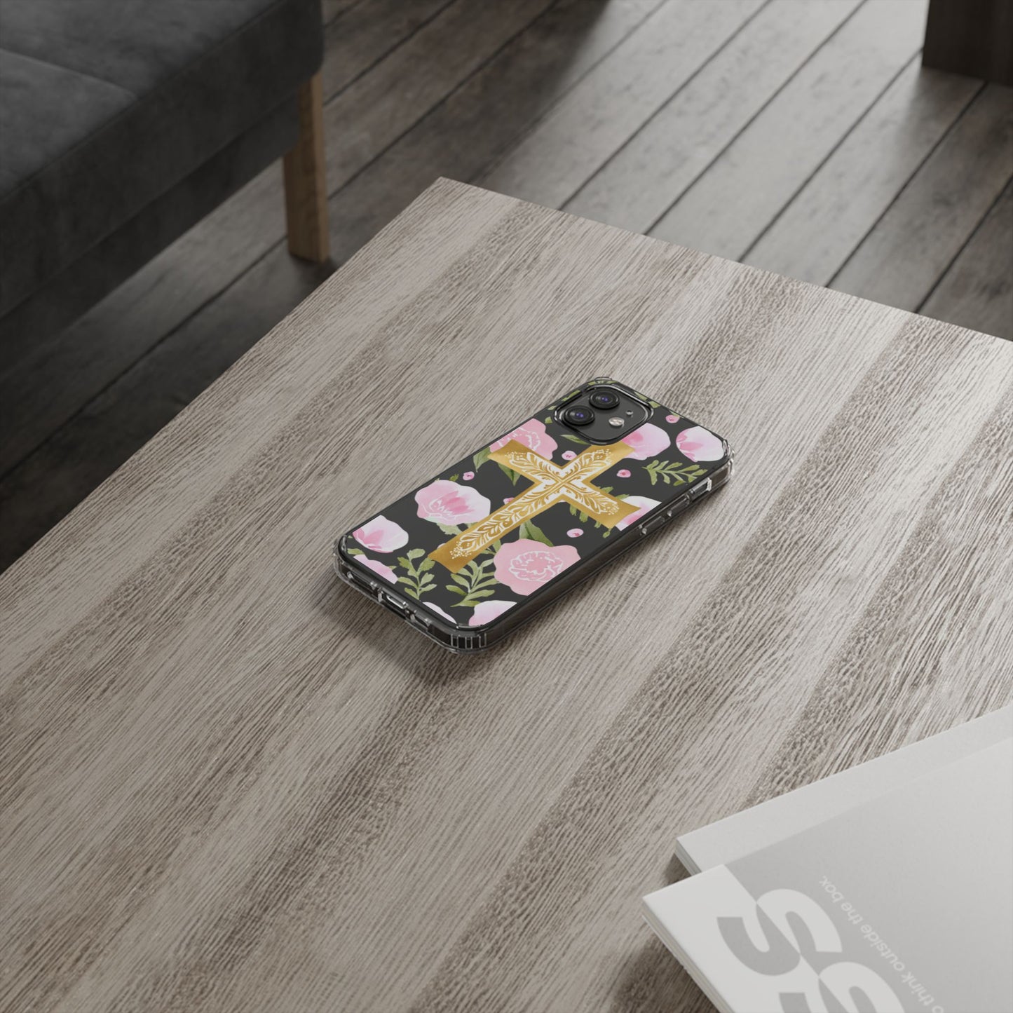Gold Cross Clear Phone Case