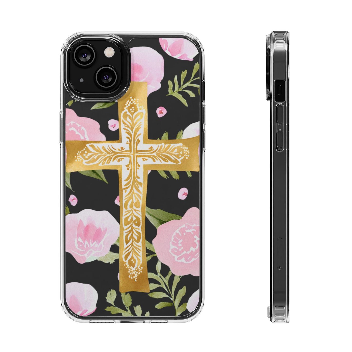 Gold Cross Clear Phone Case