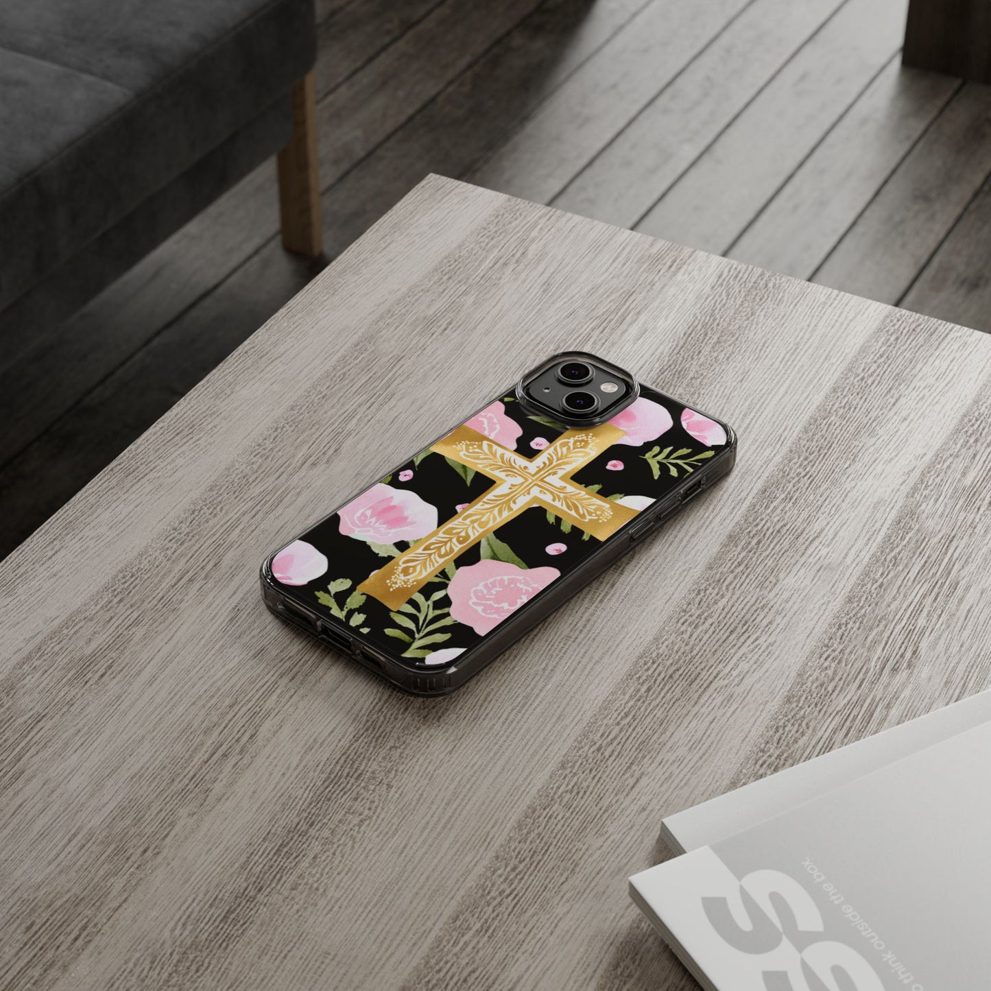 Gold Cross Clear Phone Case