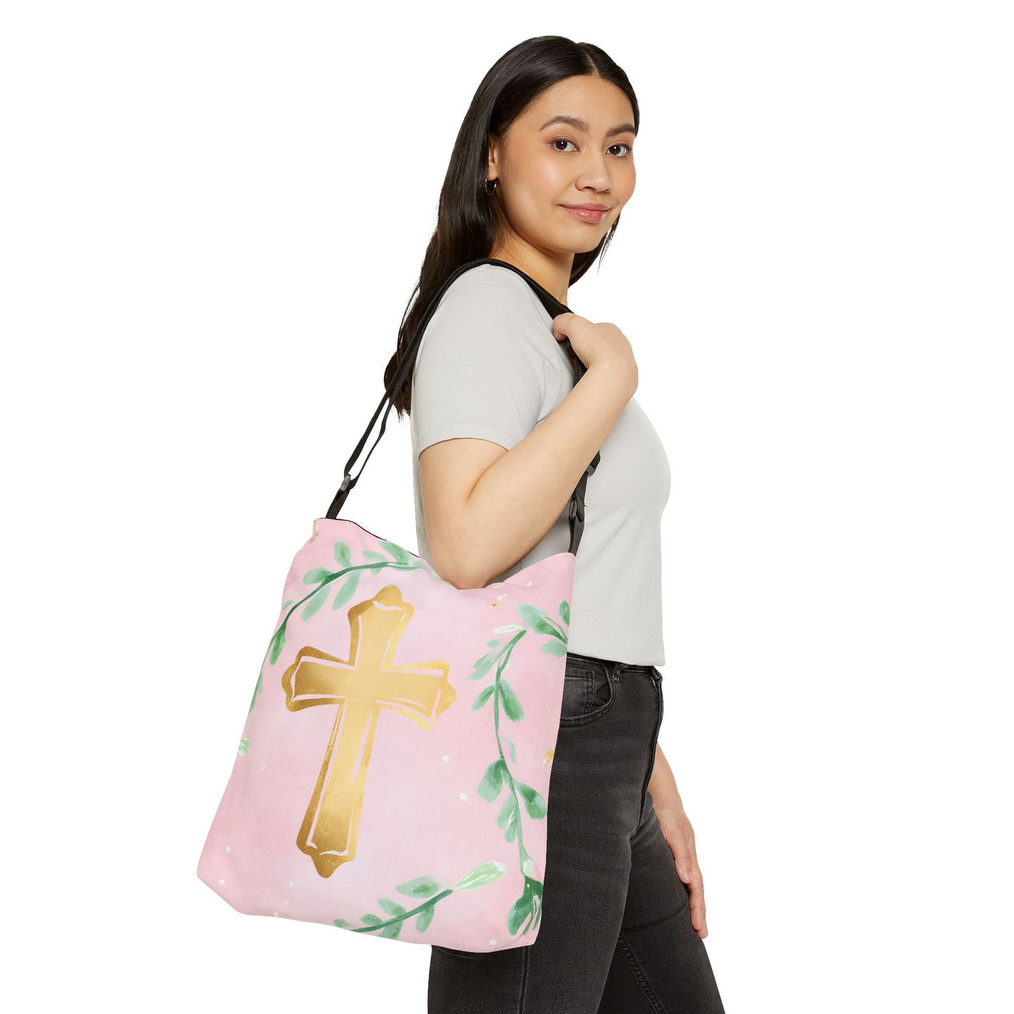 Cross with Garland Adjustable Tote