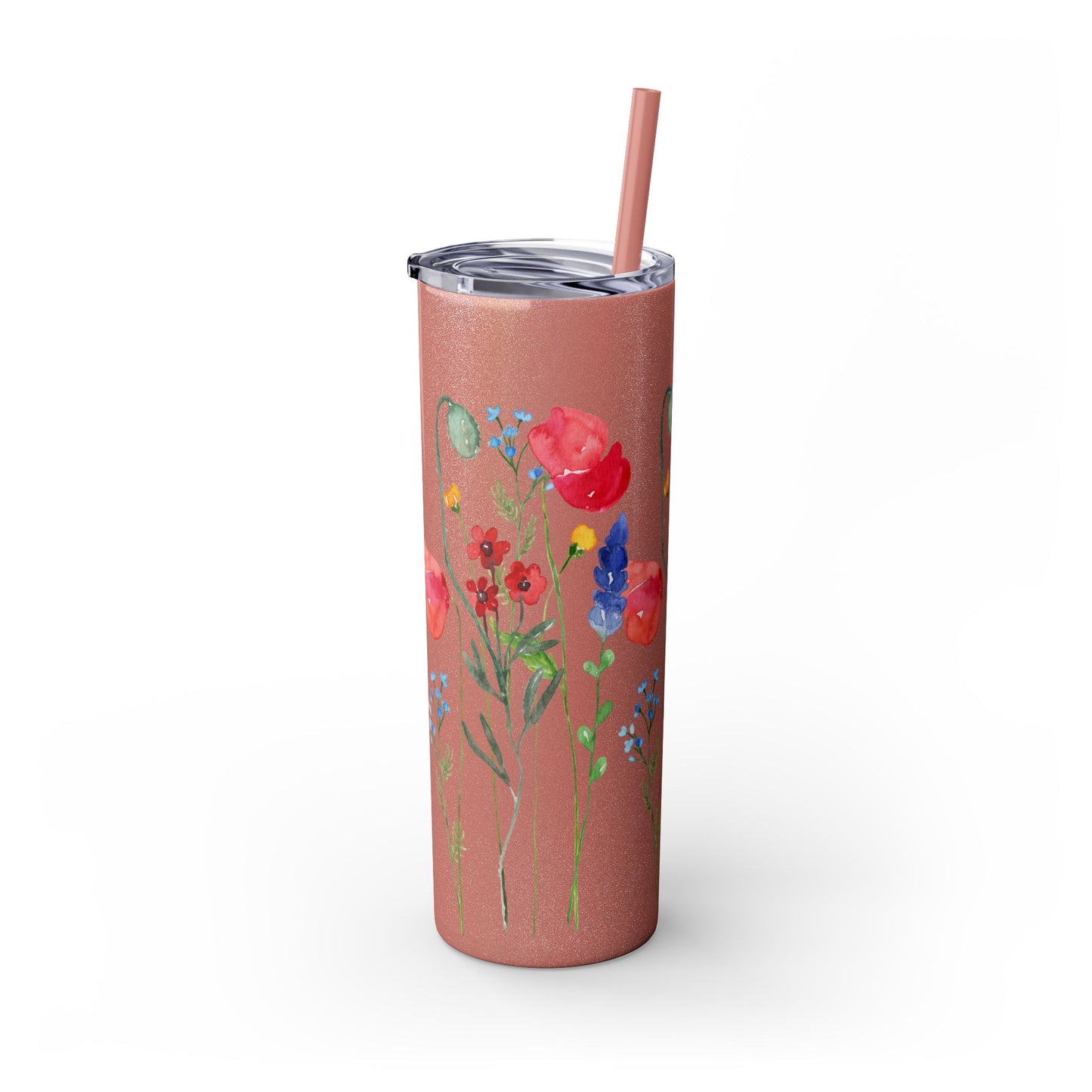 Wildflower Skinny Tumbler with Straw, 20oz