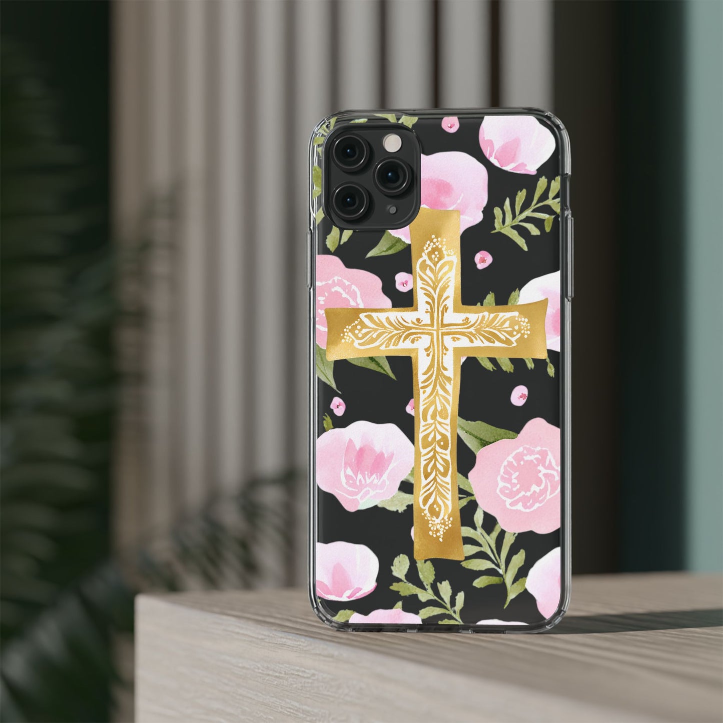 Gold Cross Clear Phone Case