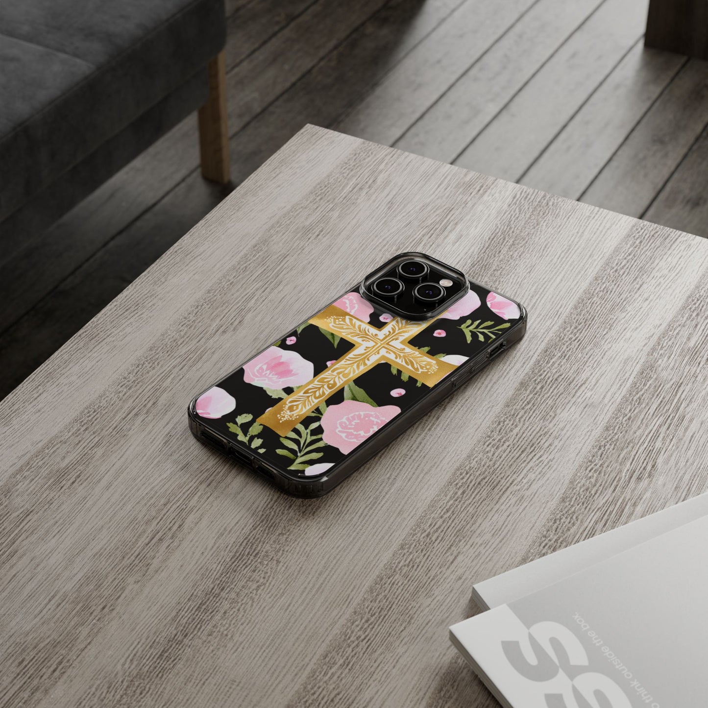 Gold Cross Clear Phone Case