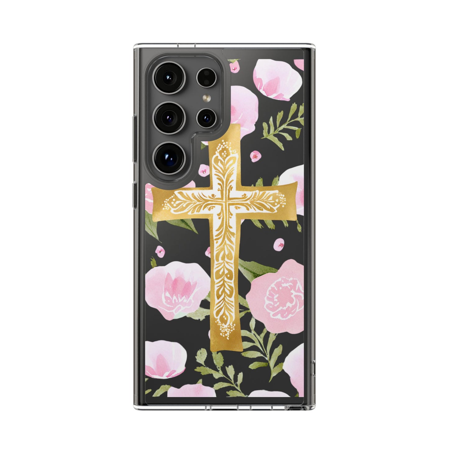 Gold Cross Clear Phone Case