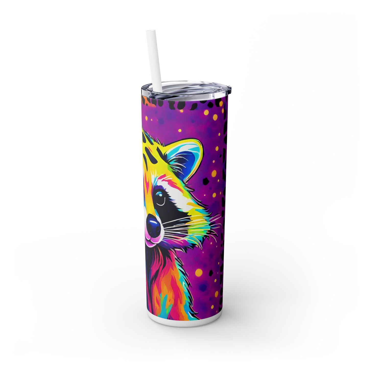 Raccoon Skinny Tumbler with Straw, 20oz