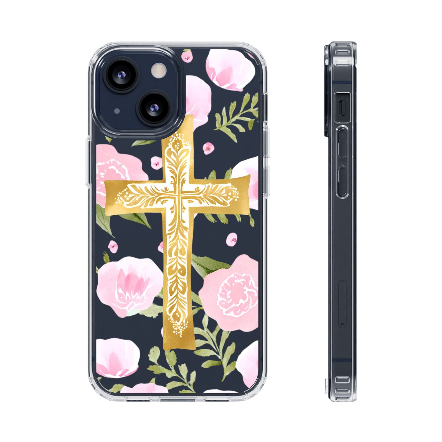 Gold Cross Clear Phone Case
