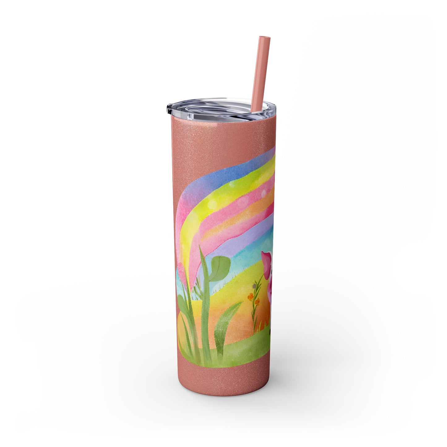 Rainbow Pig Tumbler with Straw, 20oz