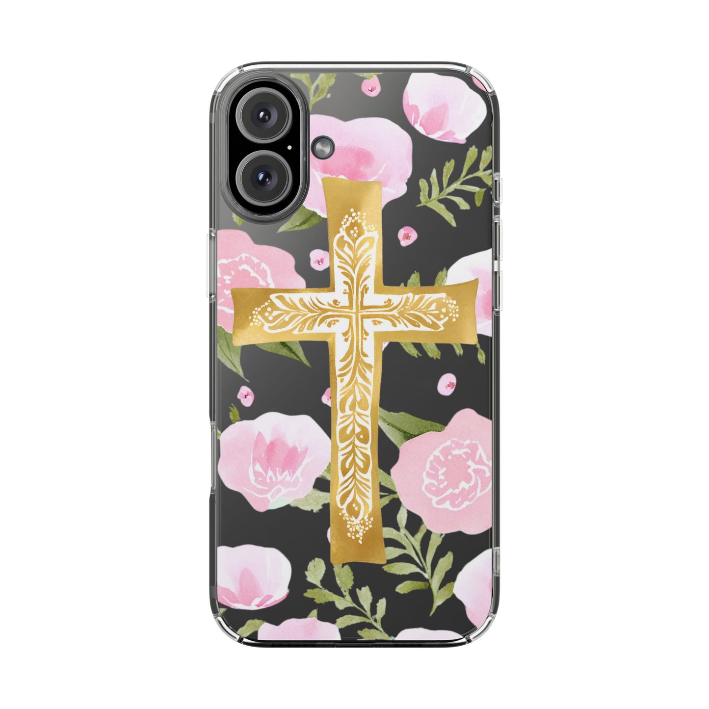 Gold Cross Clear Phone Case