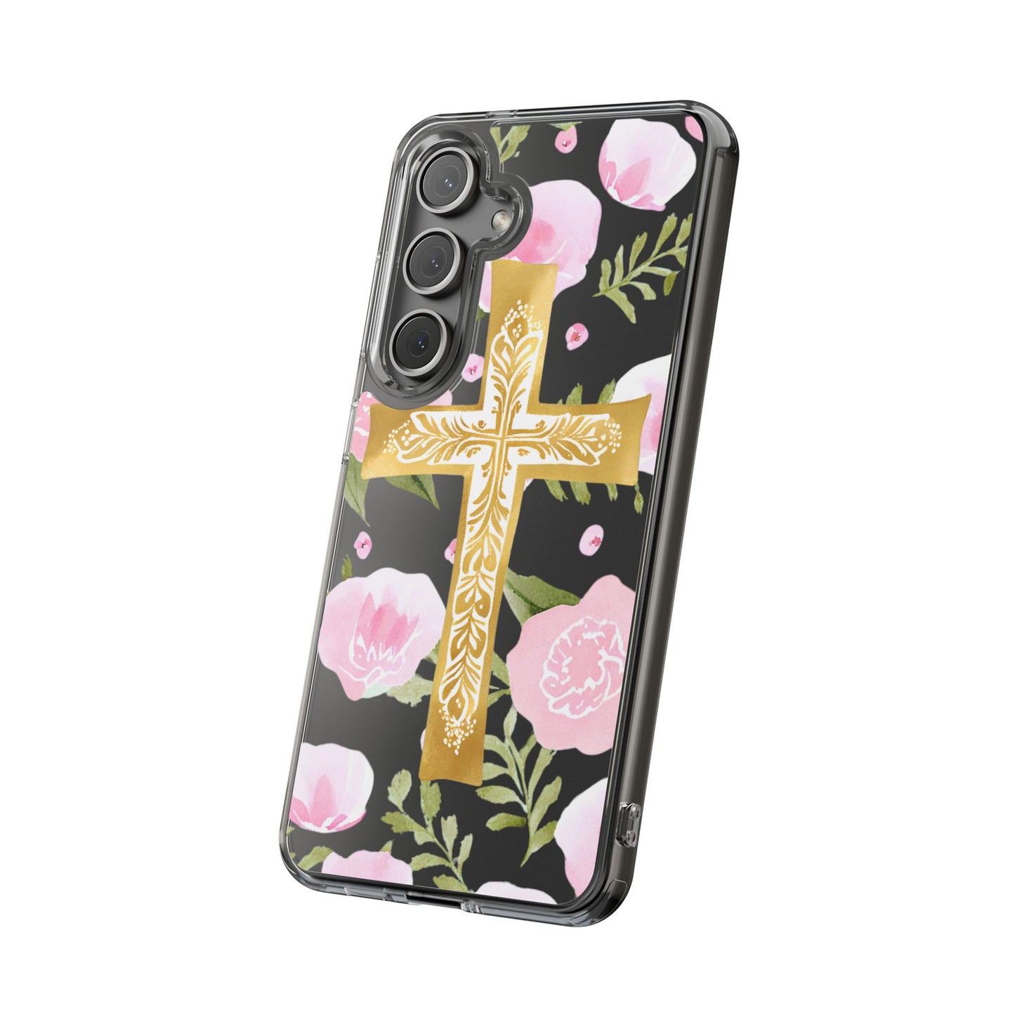 Gold Cross Clear Phone Case