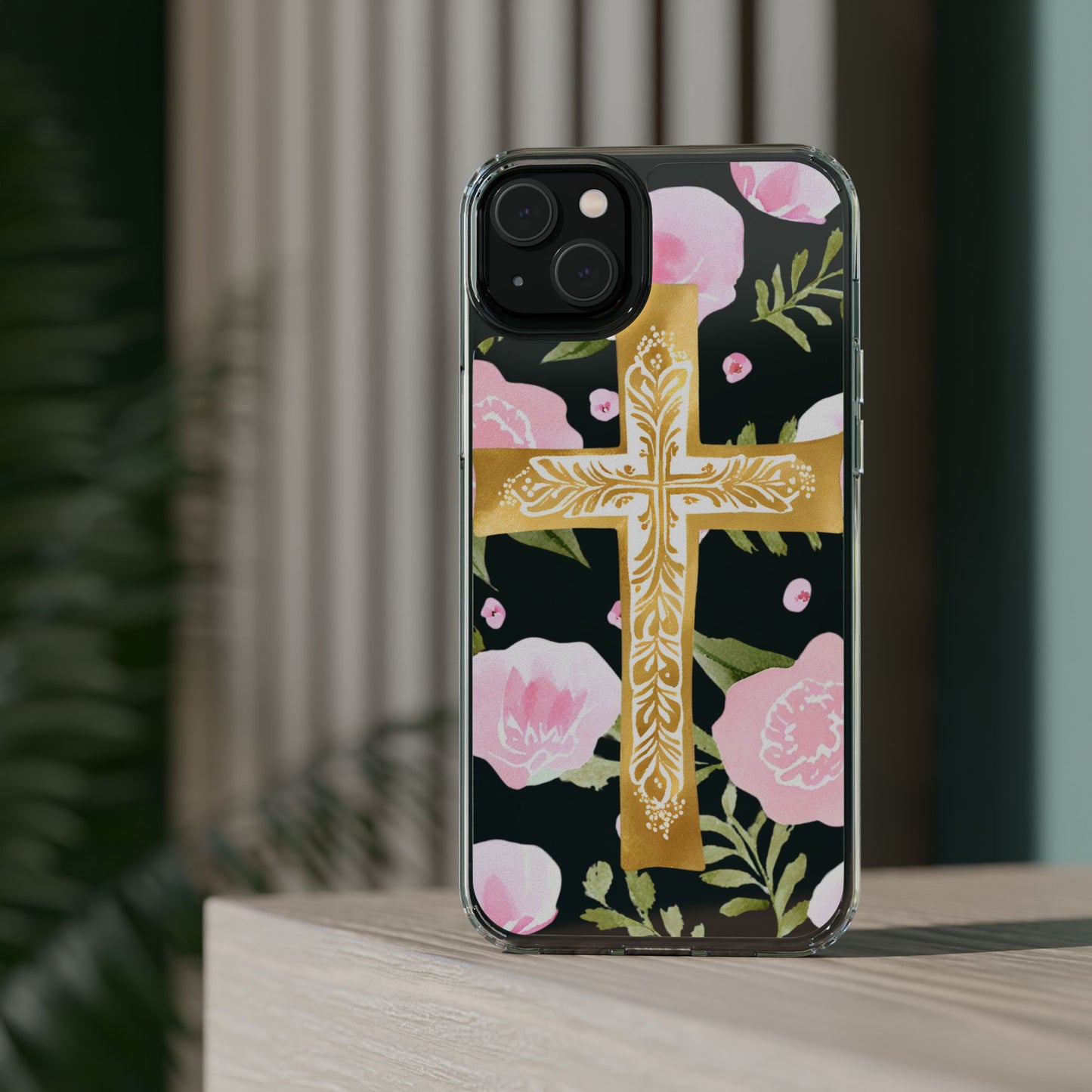 Gold Cross Clear Phone Case