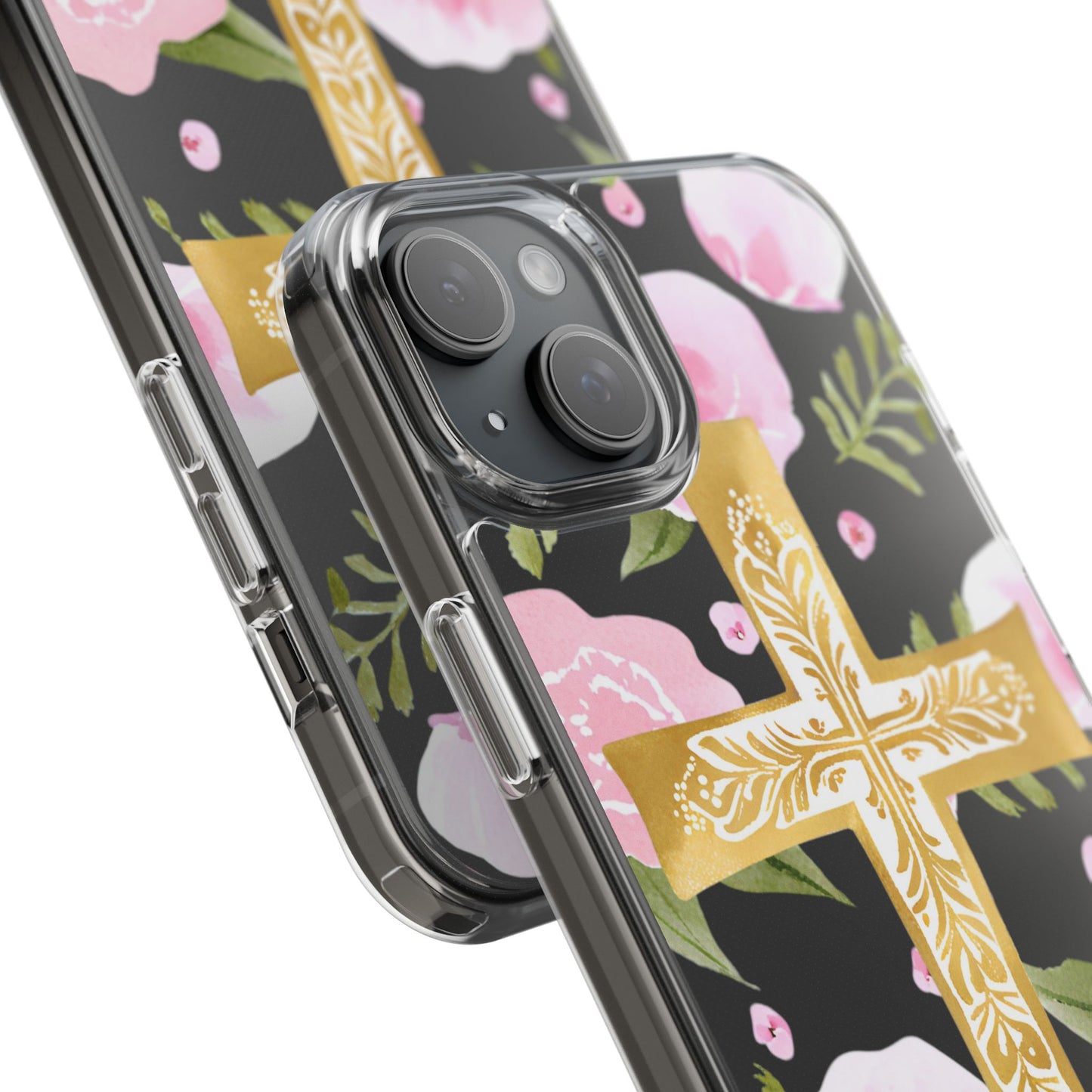 Gold Cross Clear Phone Case