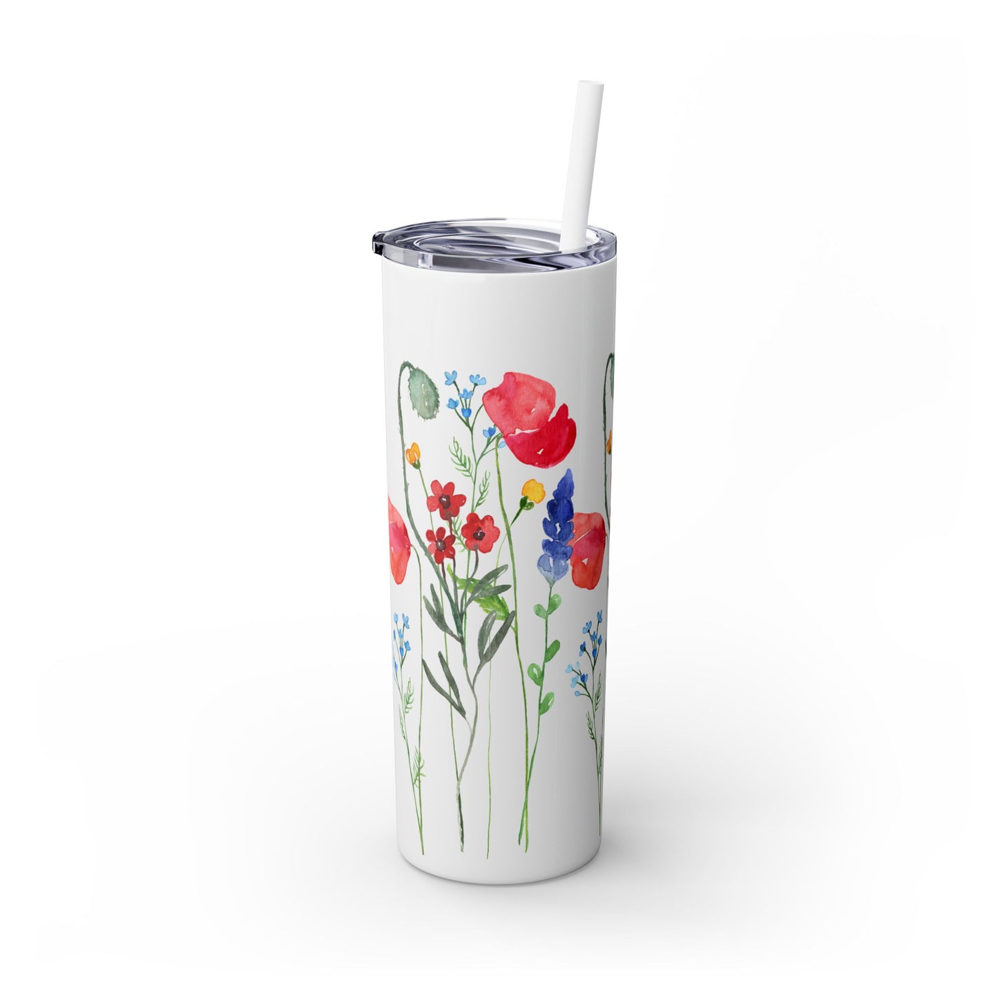 Wildflower Skinny Tumbler with Straw, 20oz
