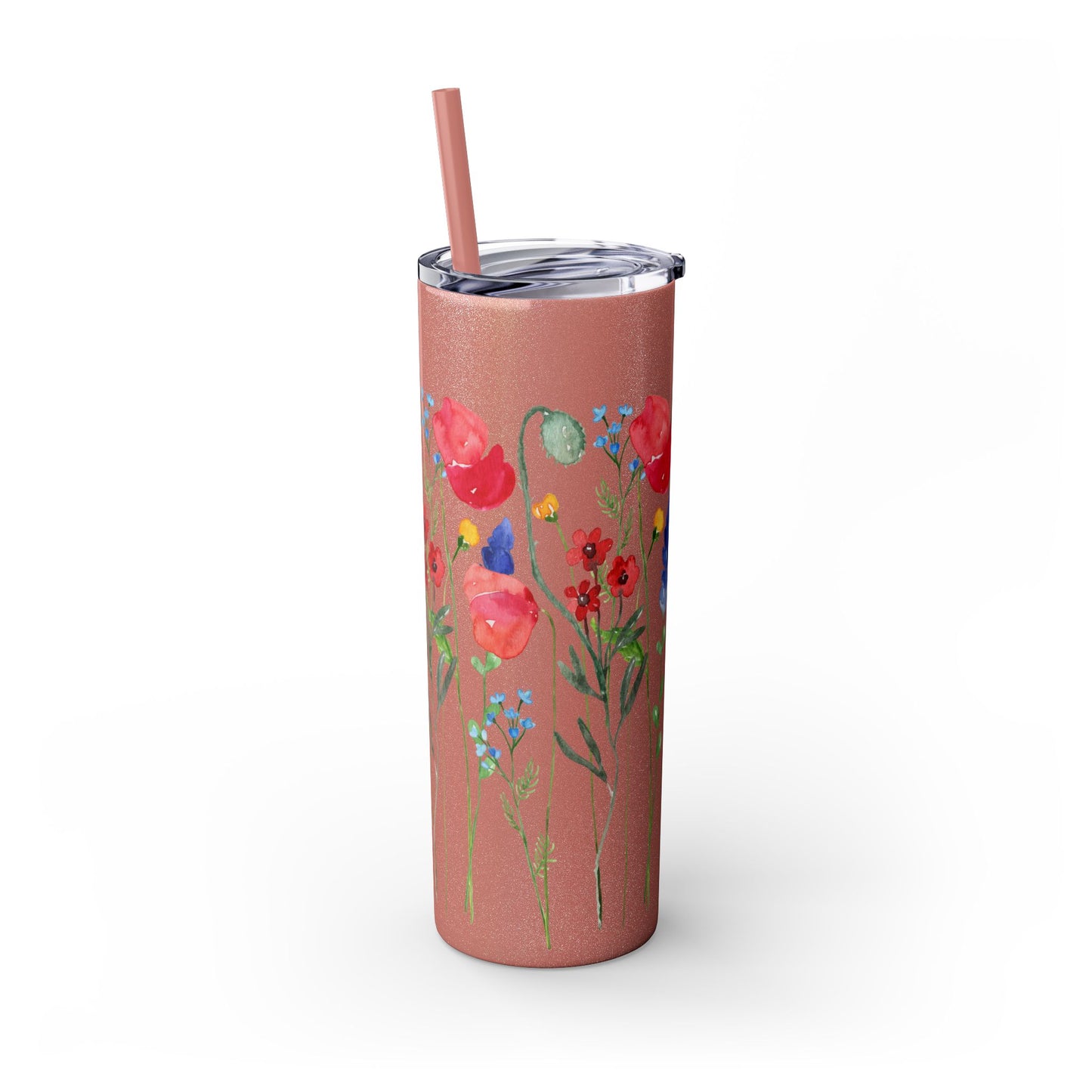 Wildflower Skinny Tumbler with Straw, 20oz