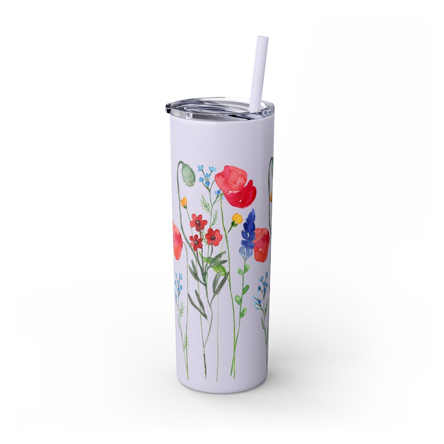 Wildflower Skinny Tumbler with Straw, 20oz