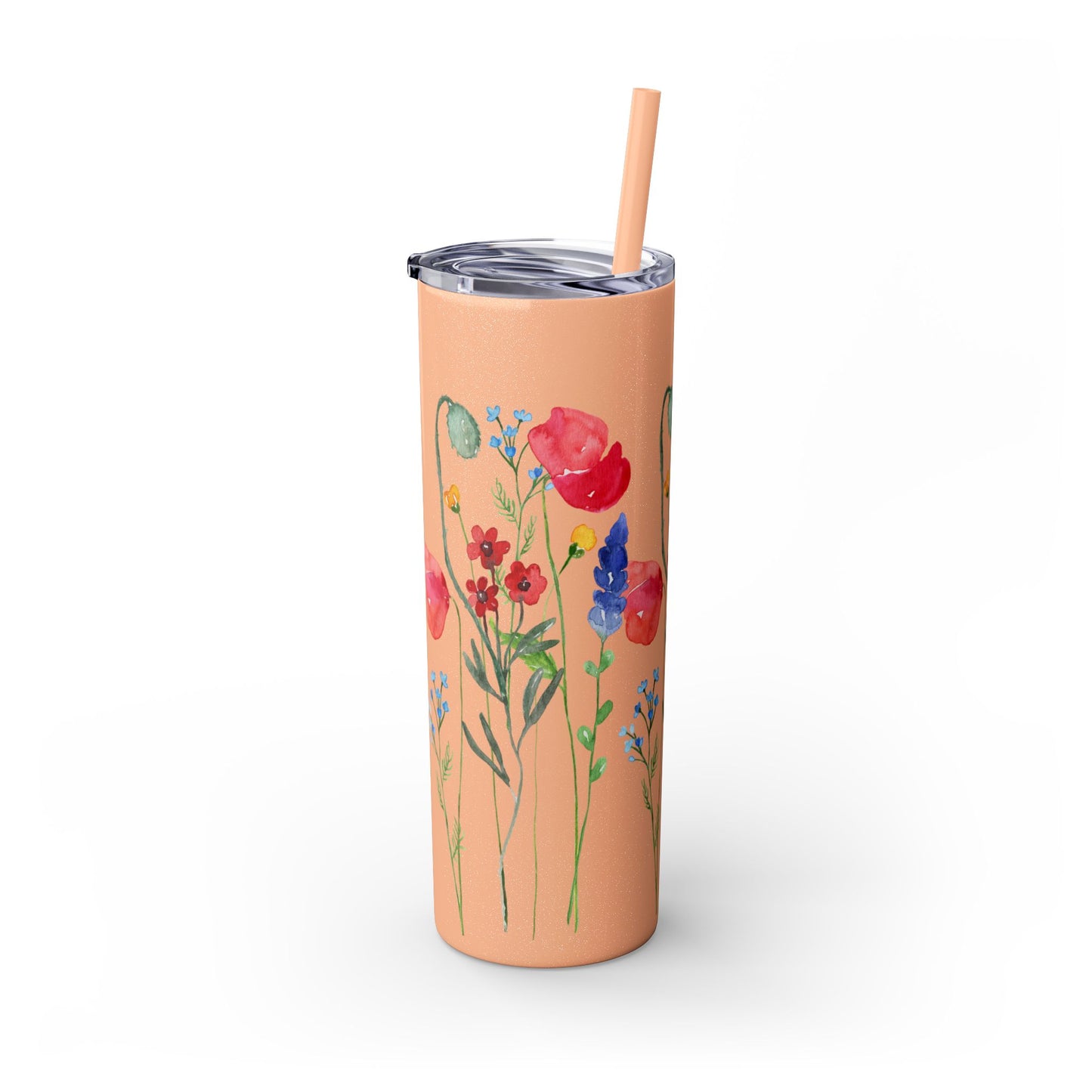 Wildflower Skinny Tumbler with Straw, 20oz