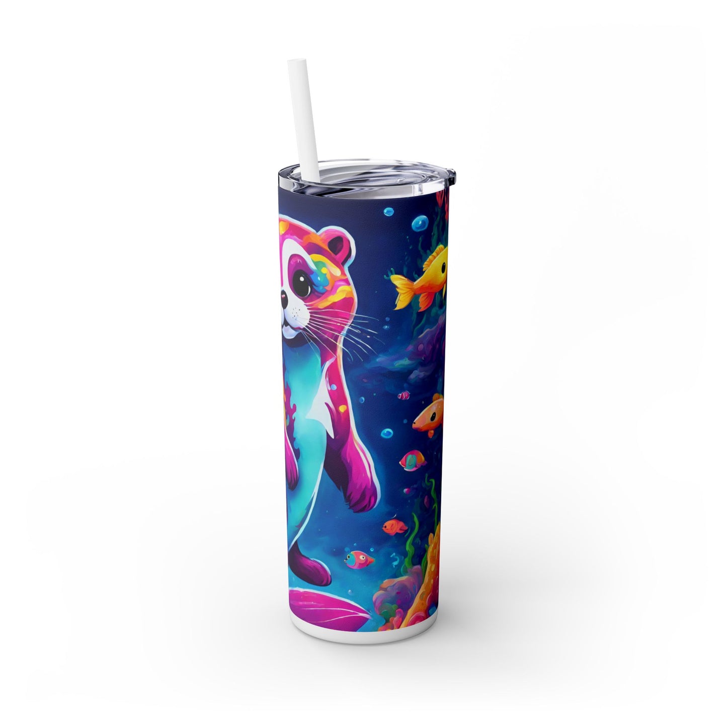 Otter Baby Skinny Tumbler with Straw, 20oz