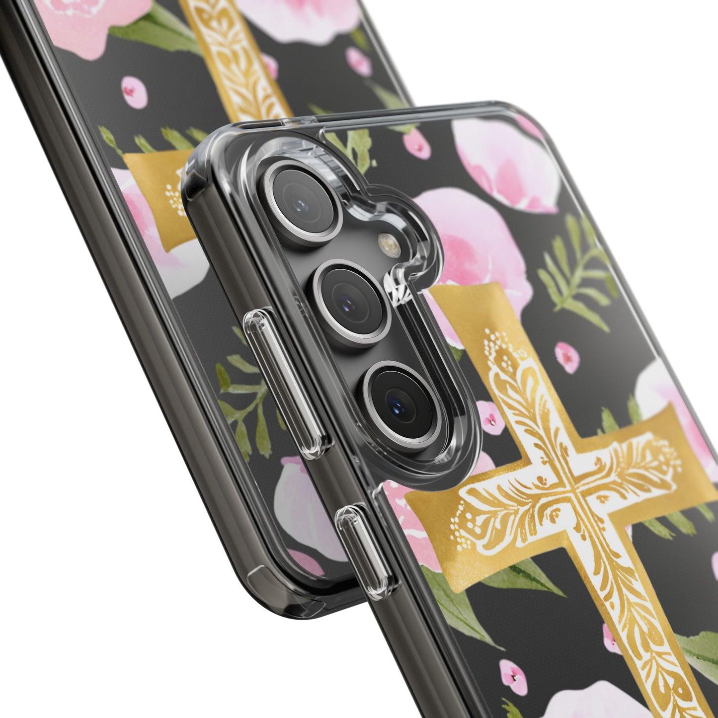 Gold Cross Clear Phone Case