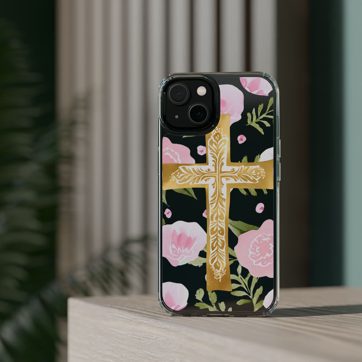 Gold Cross Clear Phone Case